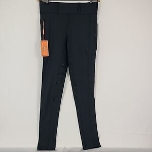 NEW Horse Gloss Women's Riding Leggings Black Pull On Stretch Horse Sz XL $128